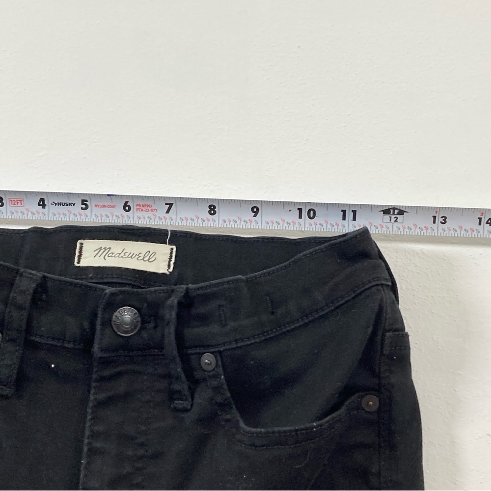 Madewell Demin Pants 9 inch High Rise Skinny Jeans Womens Size 26 Black Ripped - Picture 5 of 16